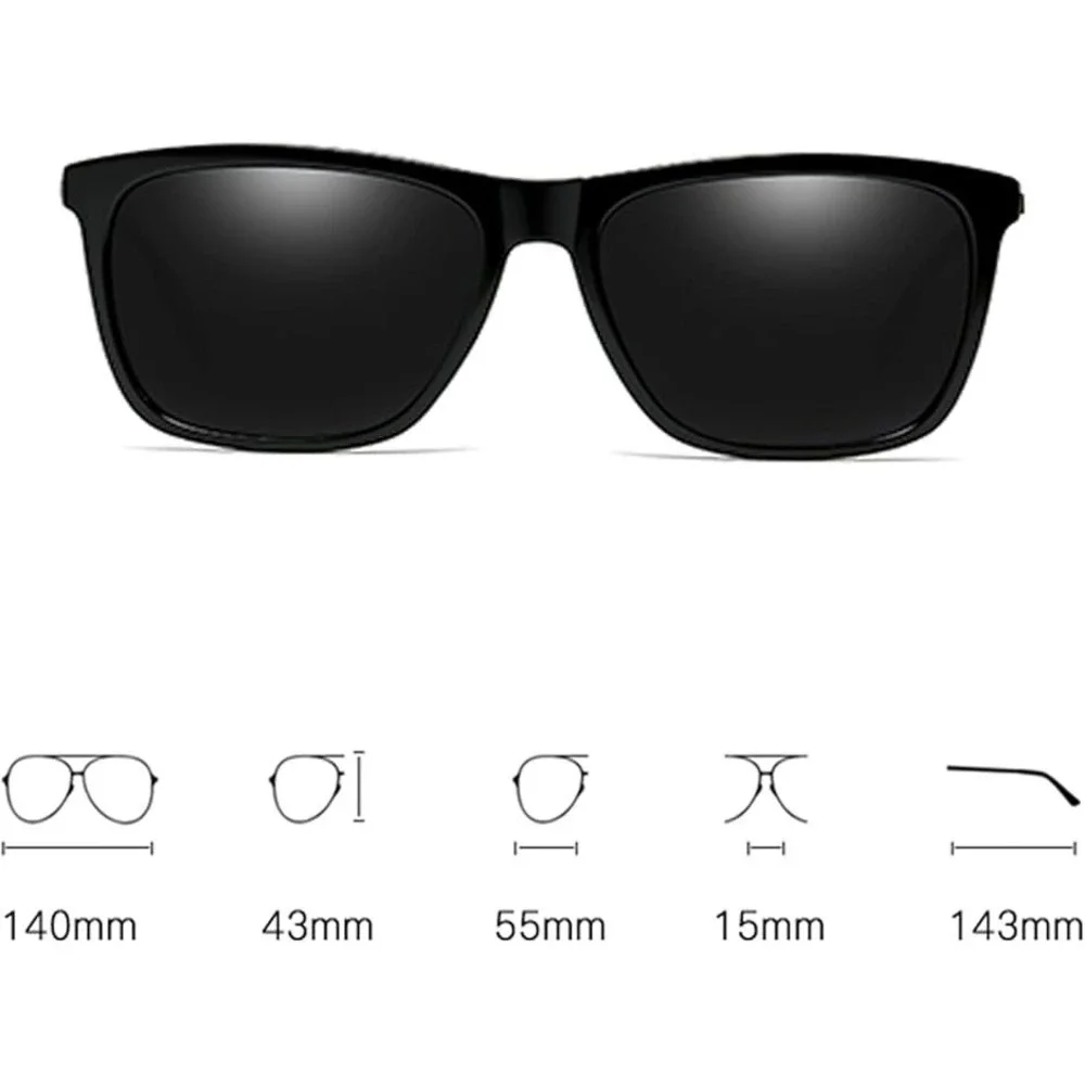 Mens Black Frame Sunglasses Fashion Eyewear UV Polarized Protect Outdoor Driving